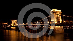 Szechenyi Chain bridge in Budapest at night