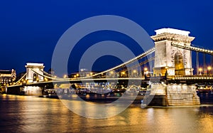 Szechenyi Chain Bridge in the night, Budapest