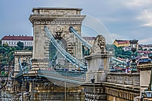 Szechenyi Chain Bridge night view Budapest, Hungary