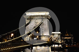 Szechenyi Chain bridge over Danube river, Budapest, Hungary.