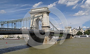 Szechenyi Lanchid - historical bridge over Danube in Budapes the capital of Hungary