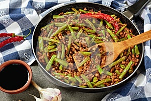 Szechuan Stir Fried Green Beans with ground pork