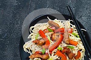 Szechuan stir fried spicy pork with red pepper and green onion