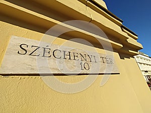 Szeged Szechenyi Square table on city hall building