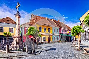 Szentendre, Hungary. Fo Ter of historical city, Danube riverbank, Budapest