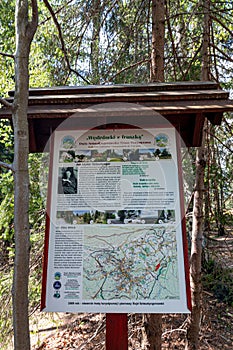 Szklarska Poreba Poland. Information sign on the trail for tourists