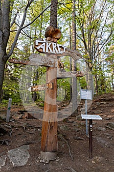 Szklarska Poreba Poland. Information sign on the trail for tourists