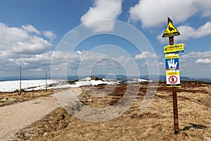 Szklarska Poreba Poland. Information sign on the trail for tourists