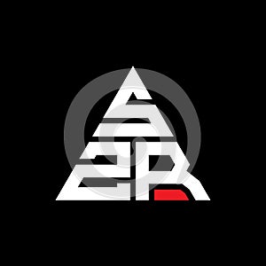 SZR triangle letter logo design with triangle shape. SZR triangle logo design monogram. SZR triangle vector logo template with red