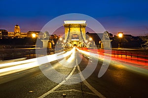 The SzÃÂ©chenyi Chain Bridge and Buda Castle in Budapest, Hungary photo