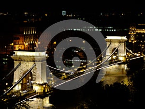 SzÃÂ©chenyi Chain Bridge in Budapest by night