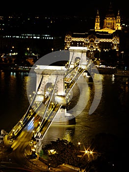 SzÃÂ©chenyi Chain Bridge in Budapest by night