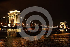 The SzÃ©chenyi Chain Bridge in Budapest Hungary.