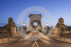The SzÃ©chenyi Chain Bridge in Budapest, Hungary