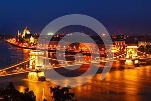 The SzÃ©chenyi Chain Bridge in Budapest, Hungary