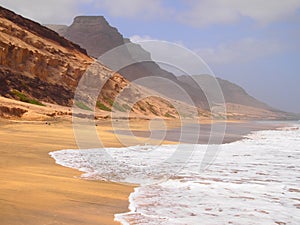 Praia Grande beach in the coast of Sao Vicente island Cape Verde