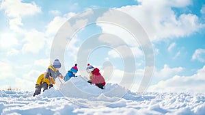 They're dressed in colorful winter clothing, including jackets and knit hats.