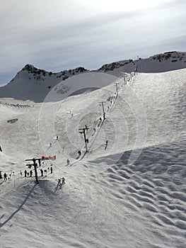 T bar ski lift