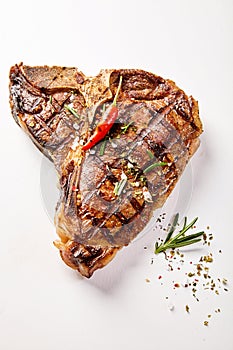 T-bone steak and chilli garnish with copy space