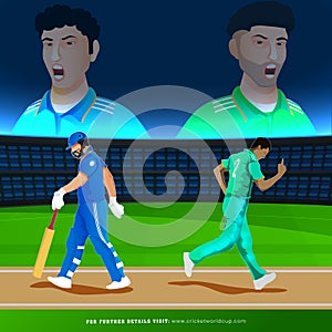 T20 Cricket Match Between India VS Pakistan with Cricketer Players on Stadium. Advertising Poster photo