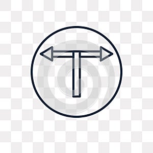 T junction vector icon isolated on transparent background, linear T junction transparency concept can be used web and mobile