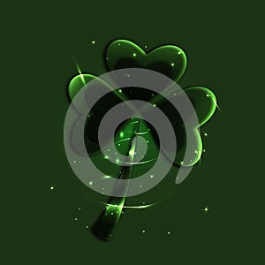 green four-leaf lucky clover leaf vector illustration