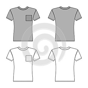T pocket shirt man template front, back views