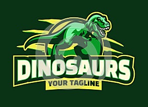 T-rex Dinosaur Mascot Logo Design Illustration