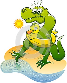 T-Rex dipping a toe in the water photo