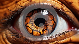 Realistic Dinosaur Eye With Orange Iris - Hyper-detailed Rendering photo