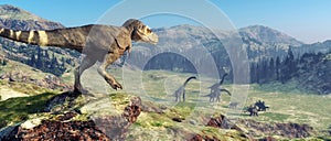 Jurassic valley Dinosaurs on the valley photo