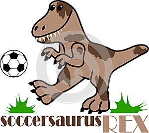 T-Rex with Soccer Ball Illustration