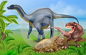 T Rex Triceratops and Diplodocus