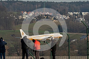 T7-SBH Falcon Aviation Services Embraer Lineage 1000 jet in Zurich in Switzerland