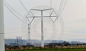 T shaped electricity pylons in Somerset