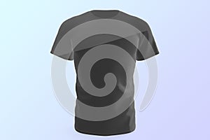 T shirt. Black realistic t-shirt. Background with gradient color. Front view of the garment.