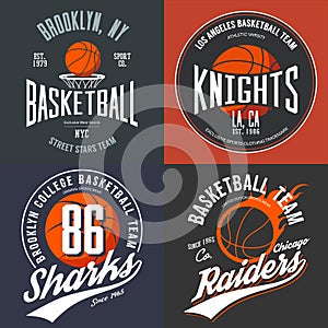 T-shirt design for basketball fans for usa new york brooklyn street team, knights college team and chicago raiders