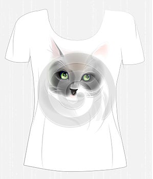 T-shirt design with cute cat.