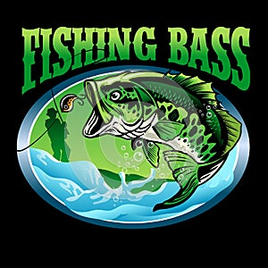 T-shirt design of finishing bass fish