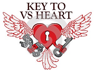 T-shirt design with lock in shape of winged heart