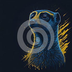 T-shirt design with meerkat portrait. AI generated illustration