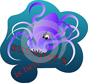 T-shirt design, octopus catches summer summer here illustration