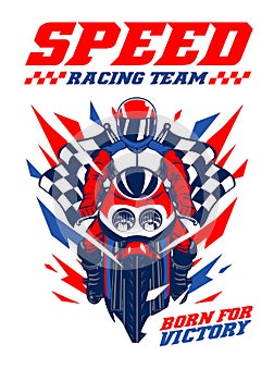 T-shirt Design of Racing Motorcycle Concept photo