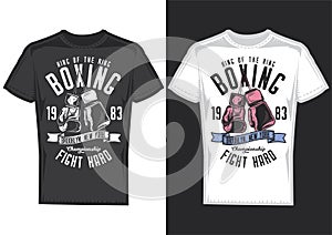 T-shirt design samples with illustration of boxing gloves