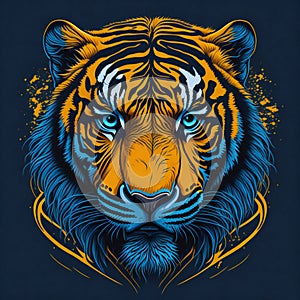 T-shirt design with tiger portrait. AI generated illustration