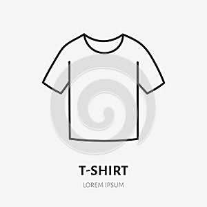 T-shirt doodle line icon. Vector thin outline illustration of sport clothes. Black color linear sign for soccer apparel