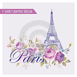 T-shirt Floral Paris Graphic Design