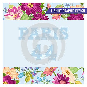 T-shirt Floral Shabby Chic Graphic Design