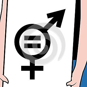 T-shirt with gender equality logo on white background