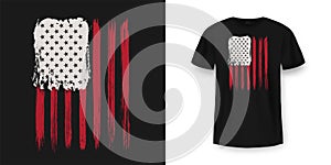 T-shirt graphic design with american flag and grunge texture. New York City typography t shirt and apparel design. Vintage and